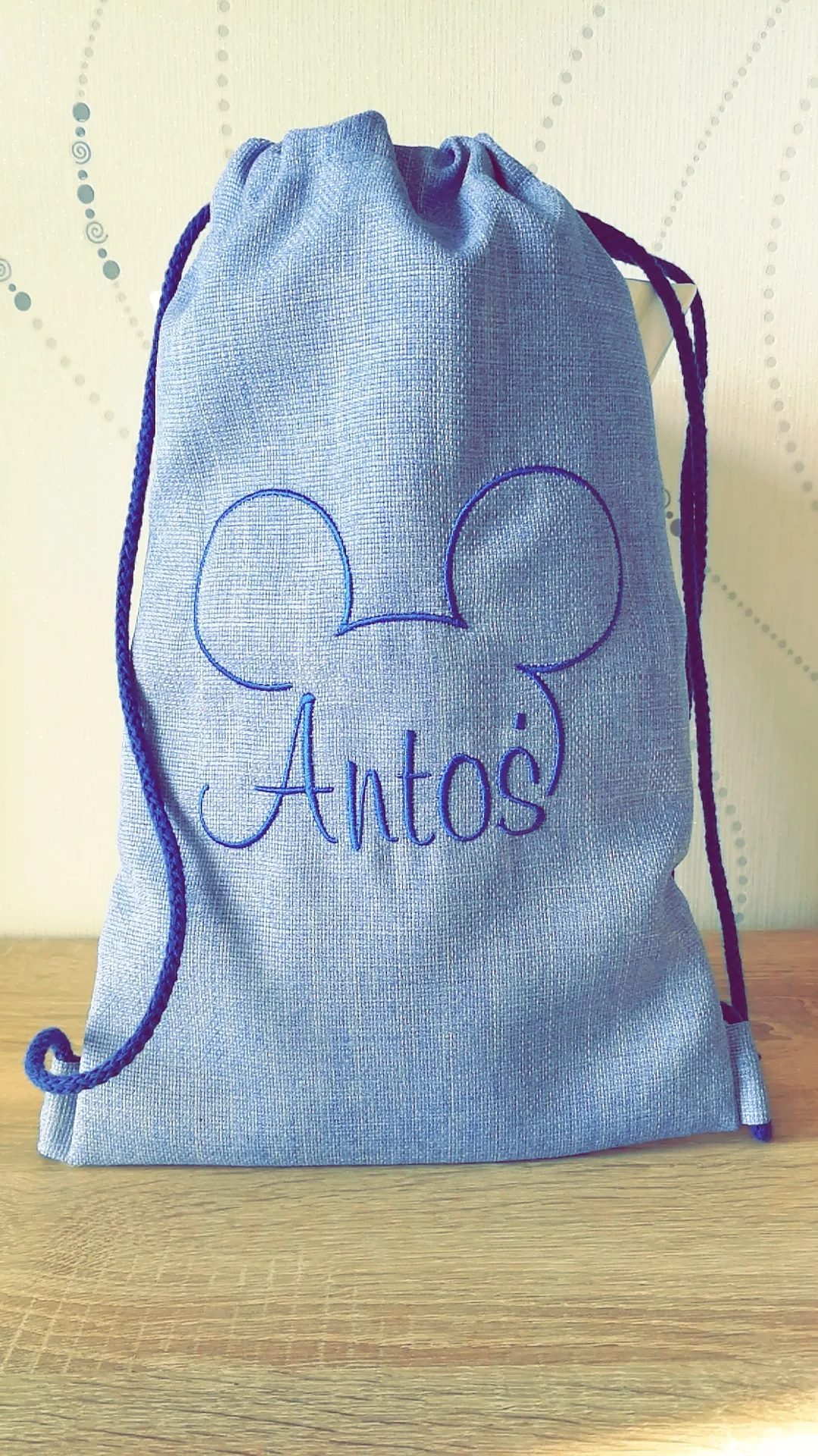 Worek Plecak na buty kapcie zabawki dla dziecka niebieski 36x23cm