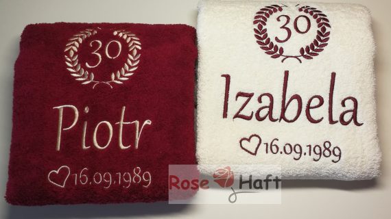 Prezent Komplet Ręczników na rocznicę ślubu - 70 x 140 cm