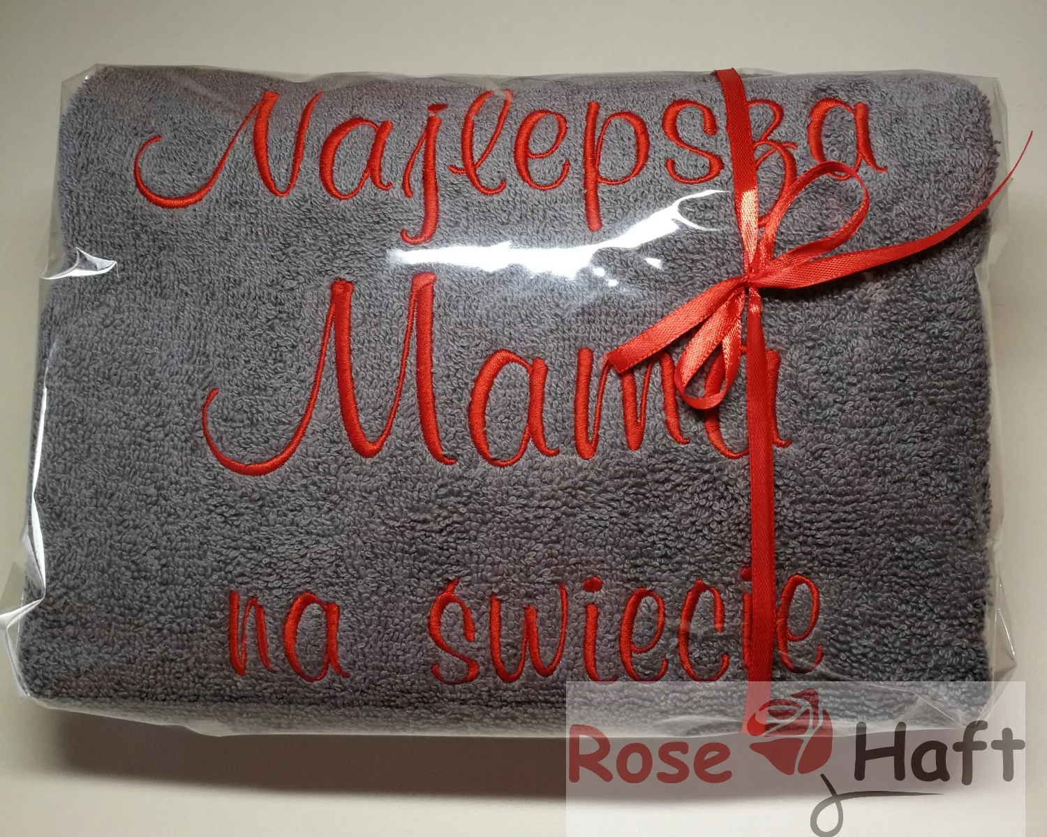 Dzień Matki Prezent Ręcznik z haftowanym dowolnym napisem-70 x 140 cm - obrazek 2