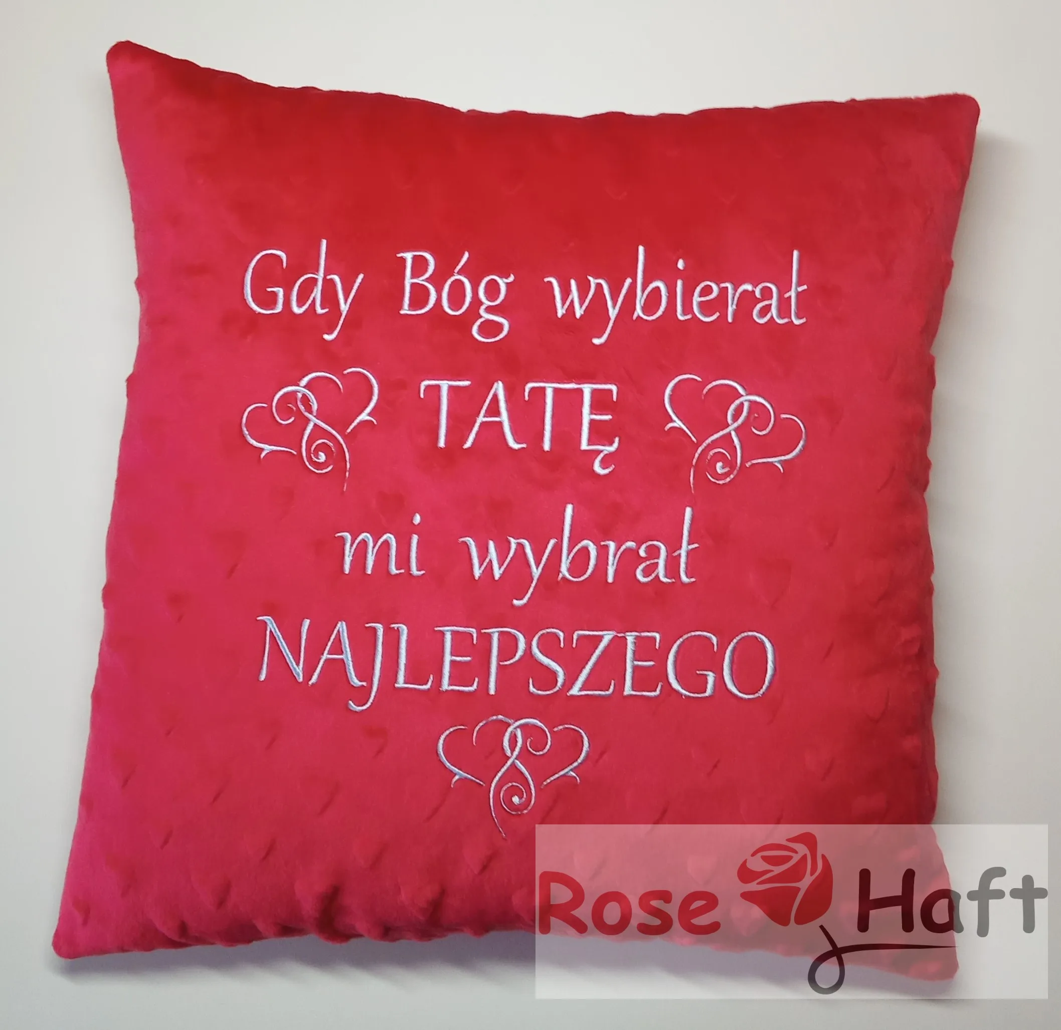 Dzień Ojca Prezent Poduszka z haftowanym napisem-45x45cm