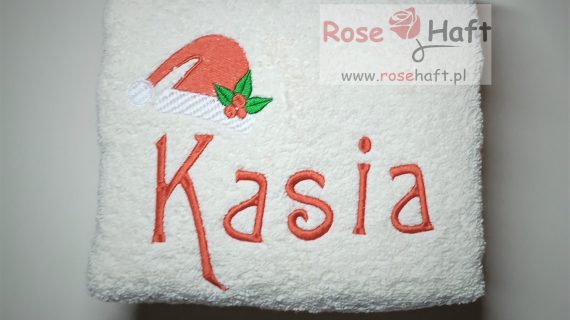 Ręcznik świąteczny z haftowanym imieniem i grafiką 70 x 140 cm