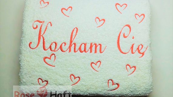 Prezent na Walentynki Ręcznik Kąpielowy z Haftem - 70 x 140 cm