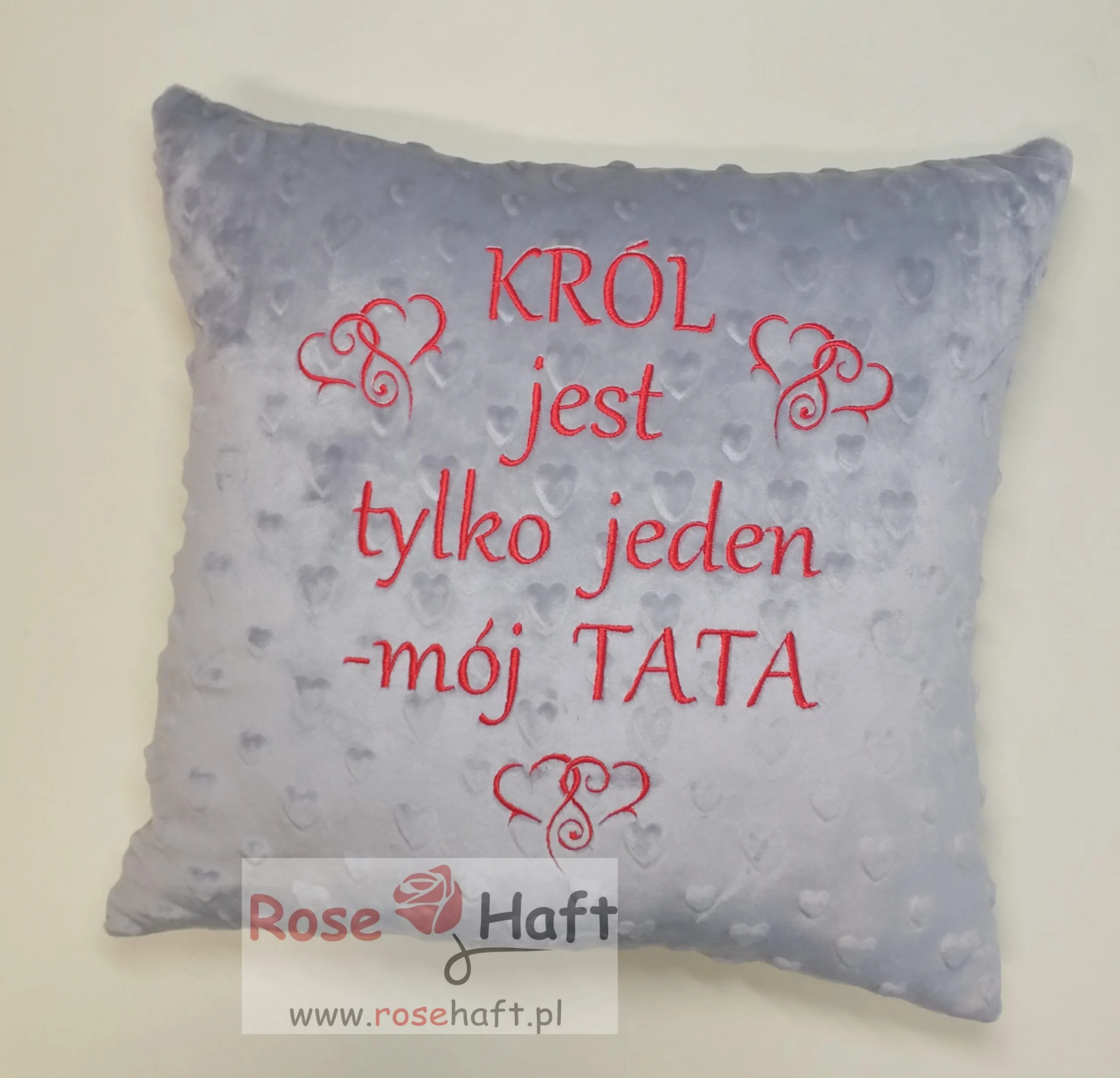 Dzień Ojca Poduszka Prezent dla Taty z haftowanym napisem-45x45cm